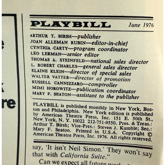 Pal Joey Playbill Broadway Circle in the Square 1976 Dixie Carter Merilu Henner - Picture 4 of 8